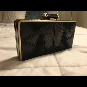 Brian Atwood Black leather convertible clutch